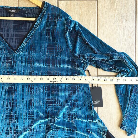 Simpley Vera Vera Wang Velvet Burnout Tunic Top 1X Sheer Whimsy Romance Grunge - Picture 7 of 8